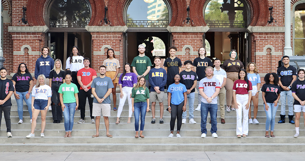 A group of students involved in fraternity and sorority life