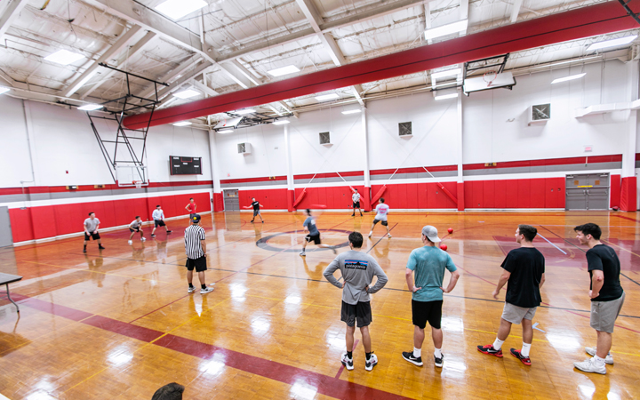 Students playing dodgeball