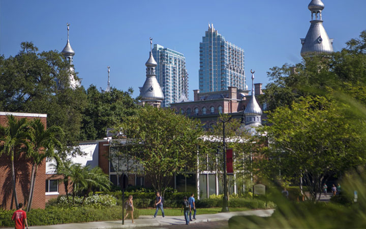 Campus with downtown in the background 