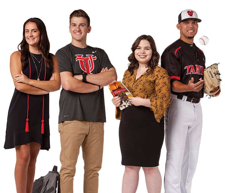 Students standing together in a photoshoot