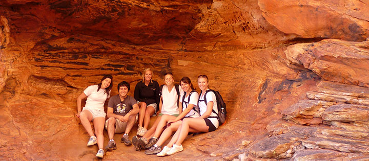 Students in a cave