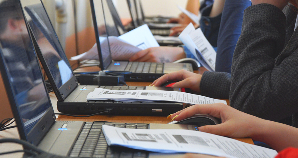 Students using laptops