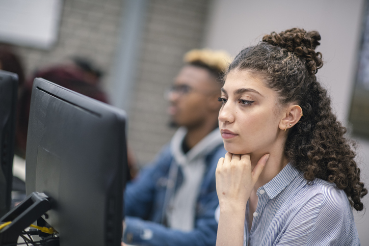 Student using a computer