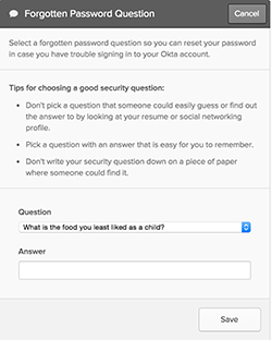 Forgotten Password Questions