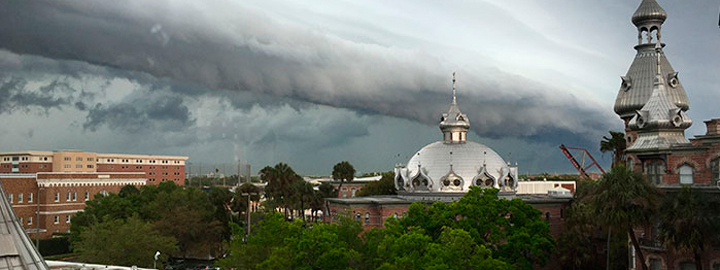 Hurricane passing over campus