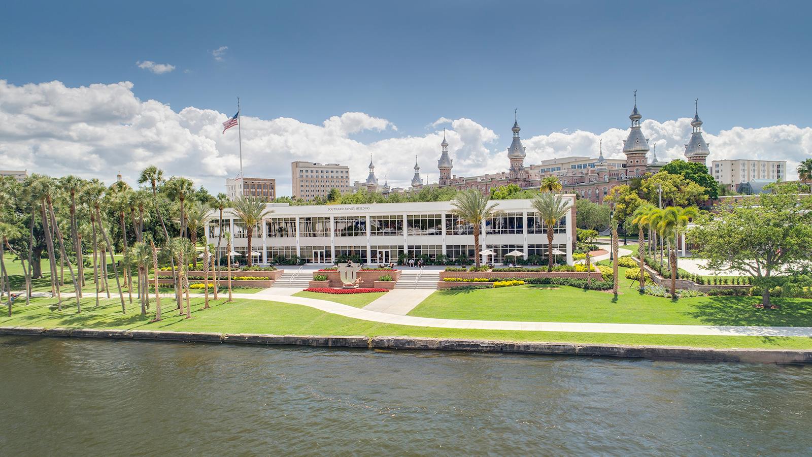 View of Southard Family Building from the river