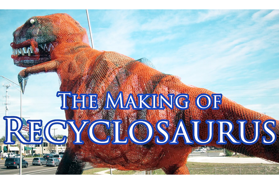 A screenshot of the movie trailer for "The Making of Recyclosaurus Rex"