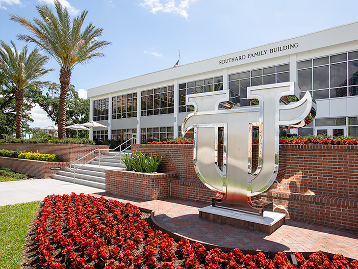 UT sculpture in front of the Southard Family Building