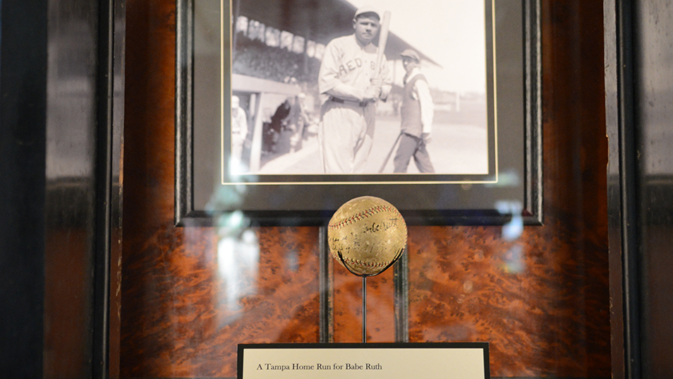 Babe Ruth's baseball in a museum showcase