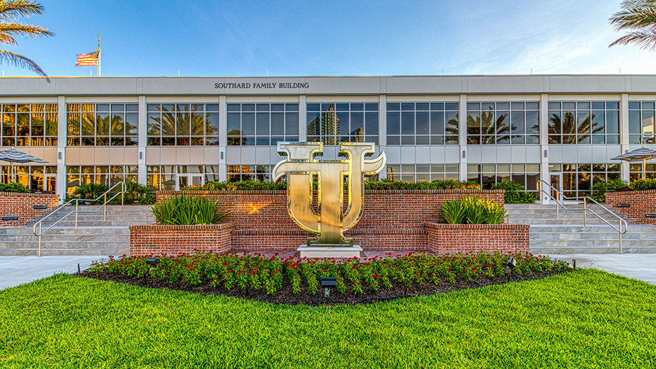 UT sculpture in front of Southard Family Building