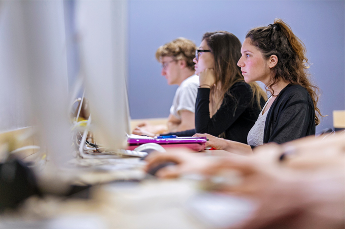 Students at a computer