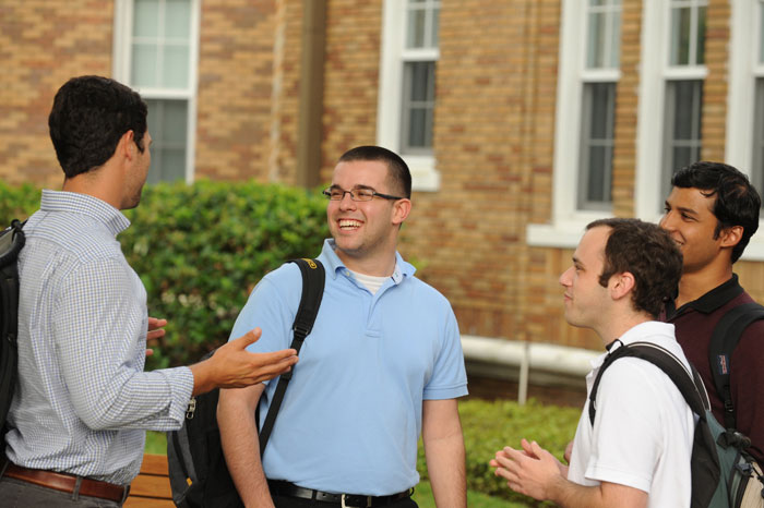 Students talking on campus