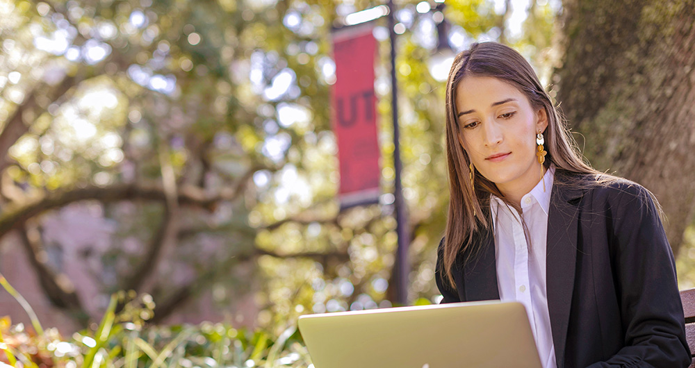 Student working on a computer