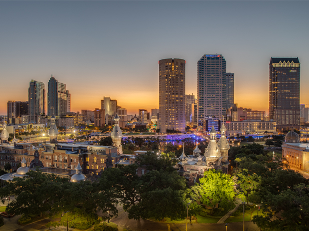 campus with downtown tampa skyline 