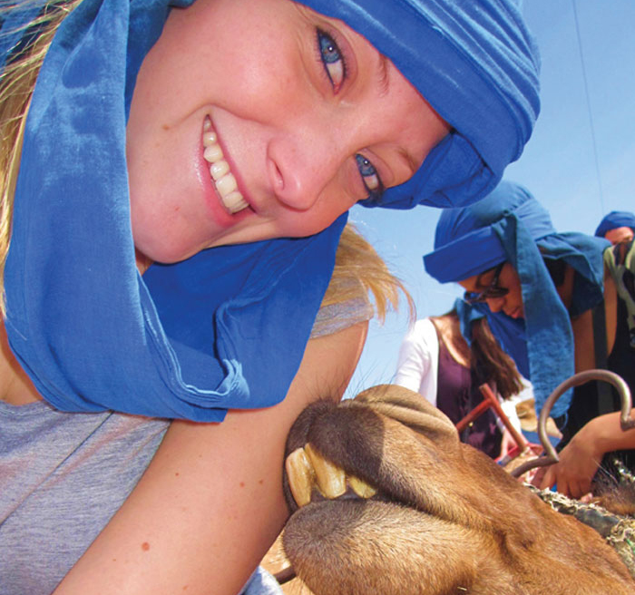 student with camel 
