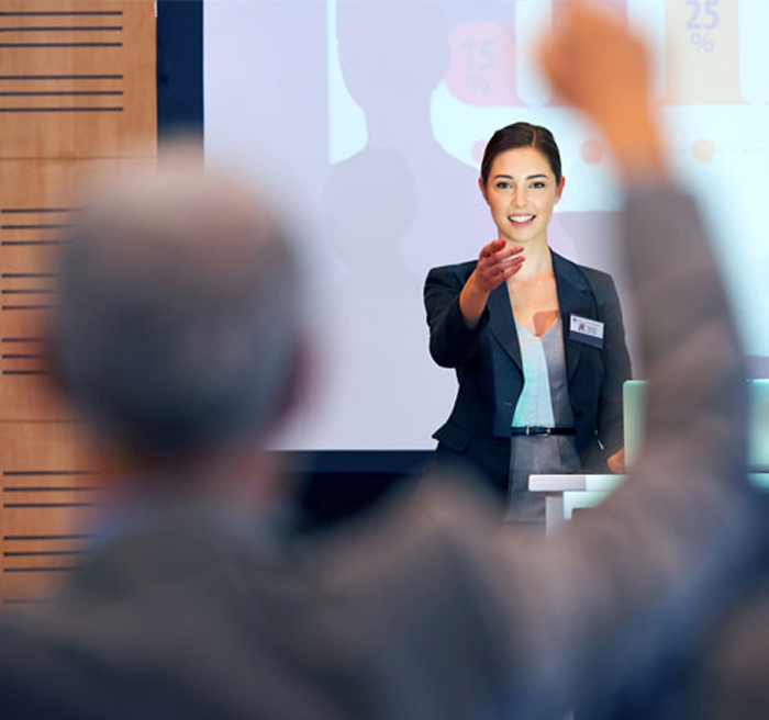Hand raised during presentation 