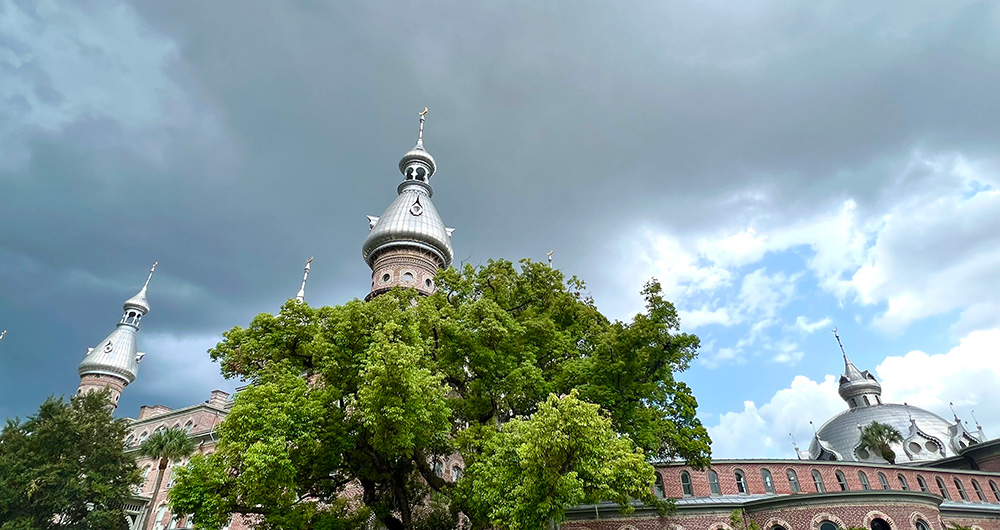 Rain clouds over Plant Hall