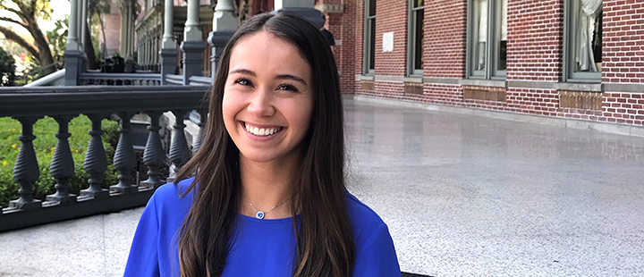 Headshot photo of Jasmine Velez, senior criminology and criminal justice major at UT.