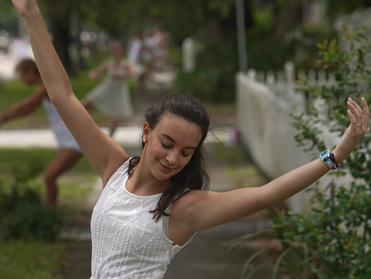 Angelina Graves '21 in a dancing pose