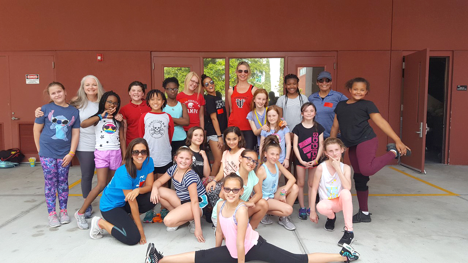 Group of young girls and their mentors at Girls on the Run