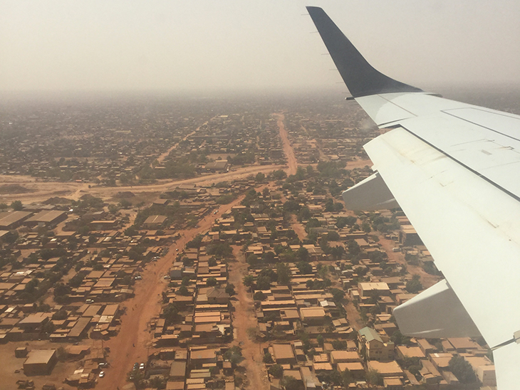 Aeria photo of Burkina Faso from a plane window.