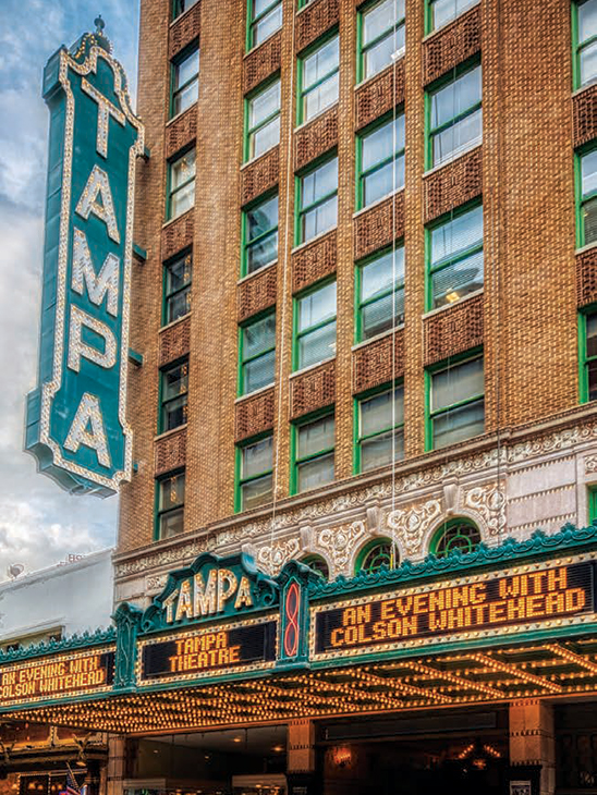 Outside marquee at the Tampa Theatre.