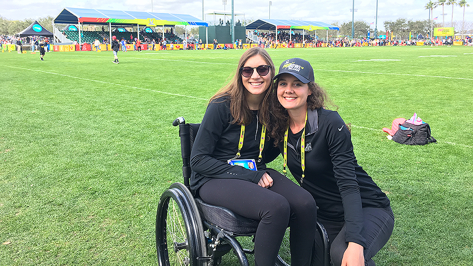 Alison Avery MBA '22, left, at an NFL Foundation event.