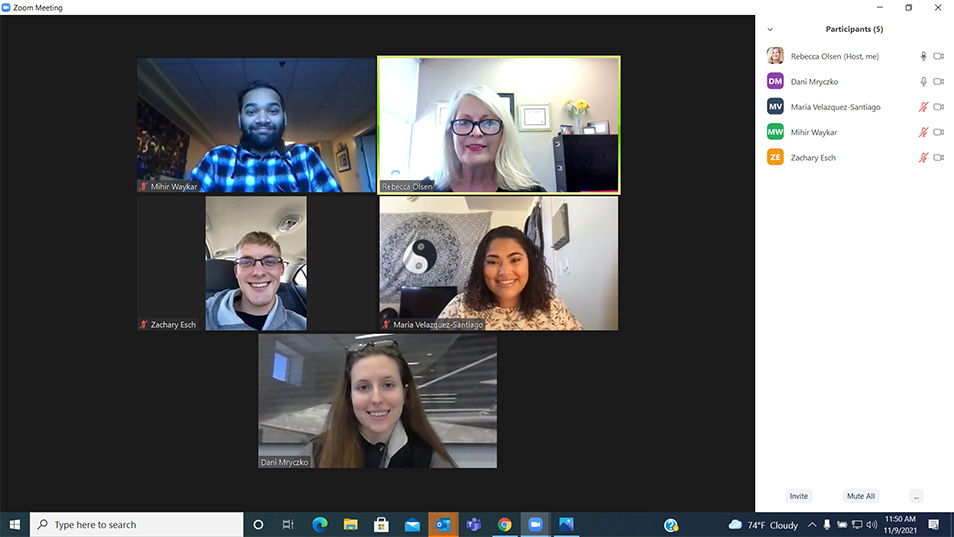 Screenshot of a Zoom meeting with the research team