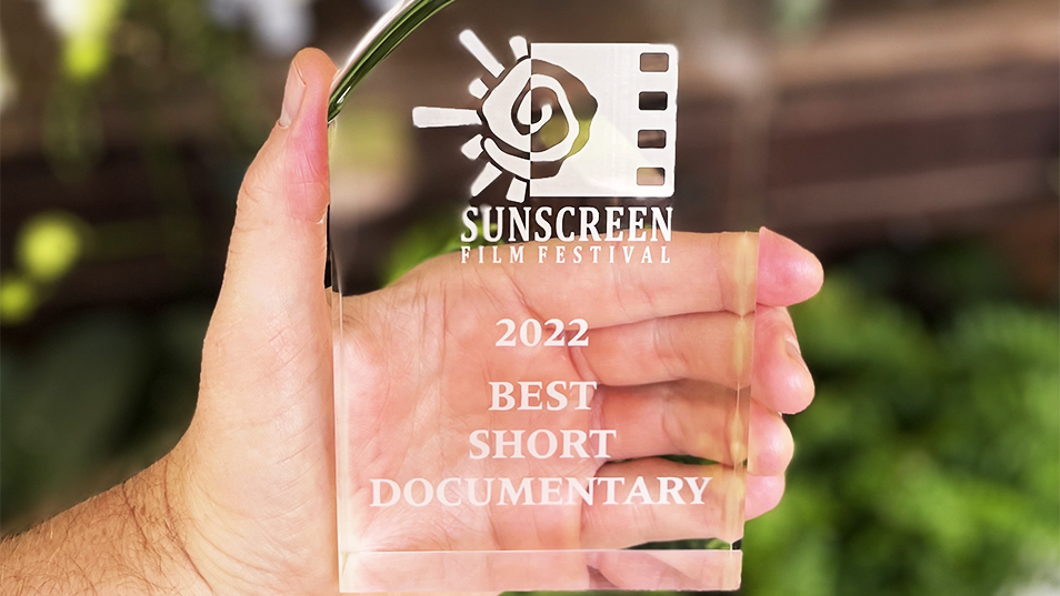 Associate Professor Christopher Boulton won "Best Short Documentary" at the Sunscreen Film Festival