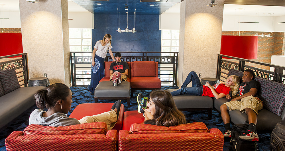 Students hanging out in a common area
