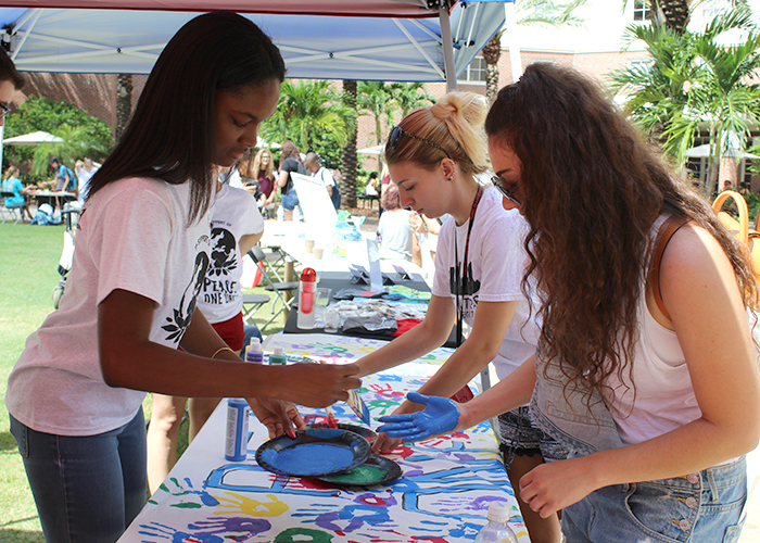 students attending an event